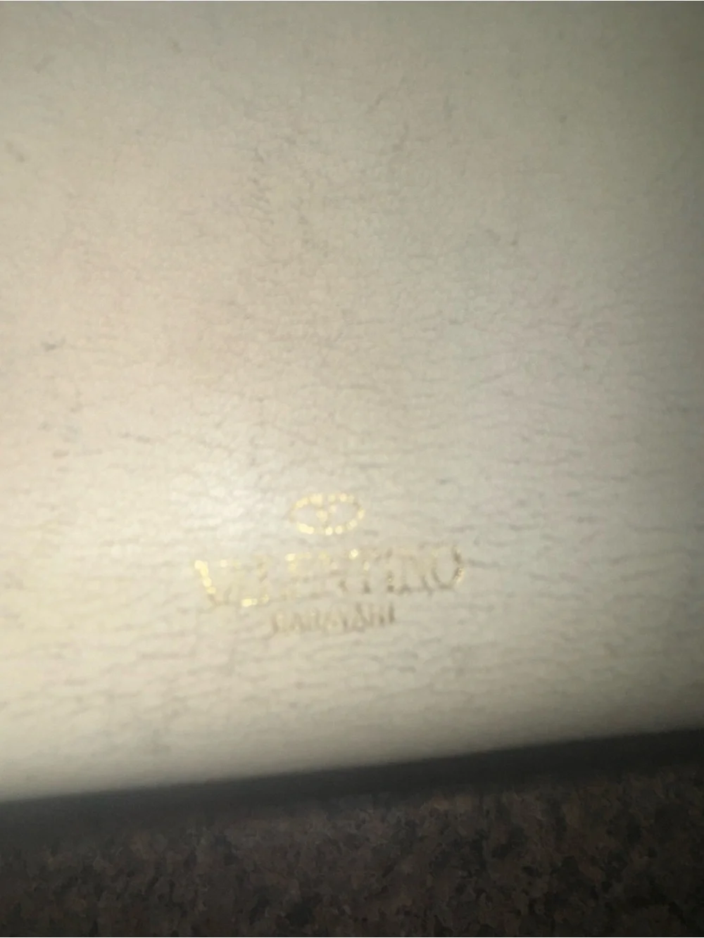 Valentino Garavani Cream Leather Zip Wallet with Gold Logo